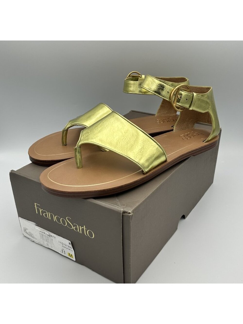 Franco Sarto Ruth Sandals Women's Size 11 Green Ankle Strap Flat